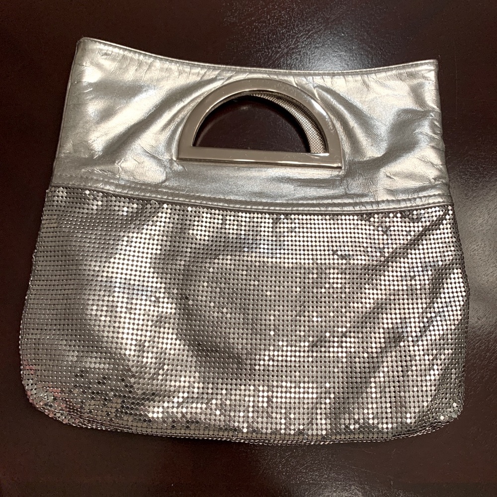 Nine West metallic silver evening cocktail bag